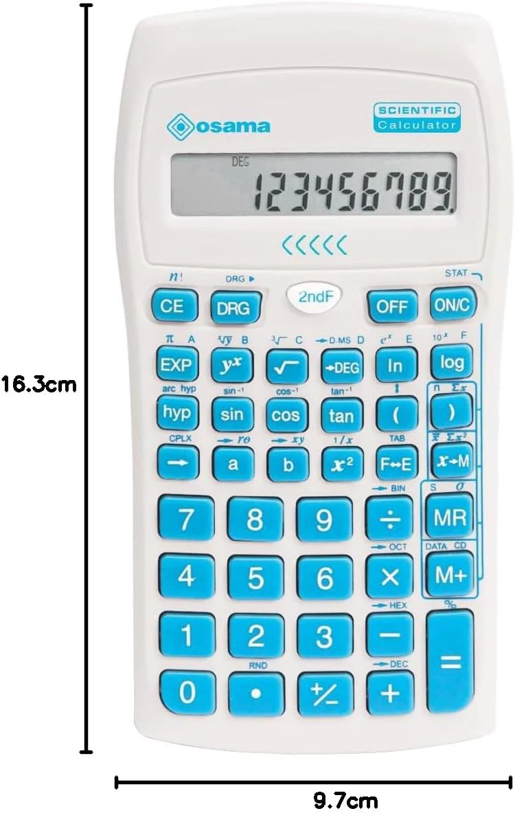 OSAMA - Calcolatrice Scientifica 56 Funzioni, 10 Cifre Mantissa e 2 Esponente, Cose per la Scuola con Custodia Scorrevole Valida per Esami di Stato - Materiale Scolastico per Back to School - Image 3