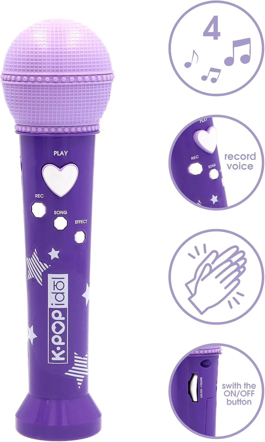 K-Pop Microphone Recorder Toy – Kids Singing Microphone with Record & Playback, Lights & Sound Effects, Music Role Play Toy for Children - Image 2