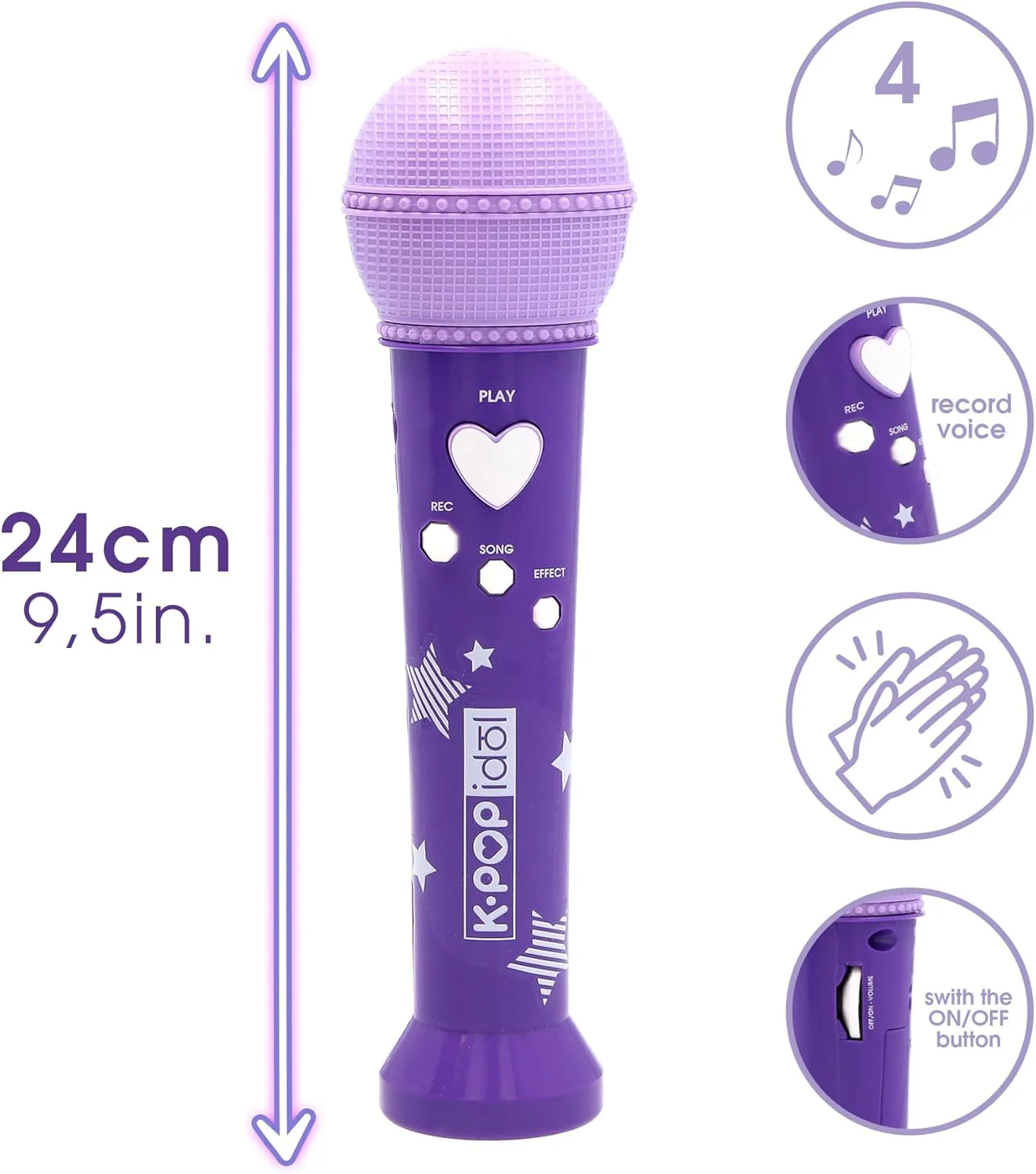 K-Pop Microphone Recorder Toy – Kids Singing Microphone with Record & Playback, Lights & Sound Effects, Music Role Play Toy for Children - Image 5