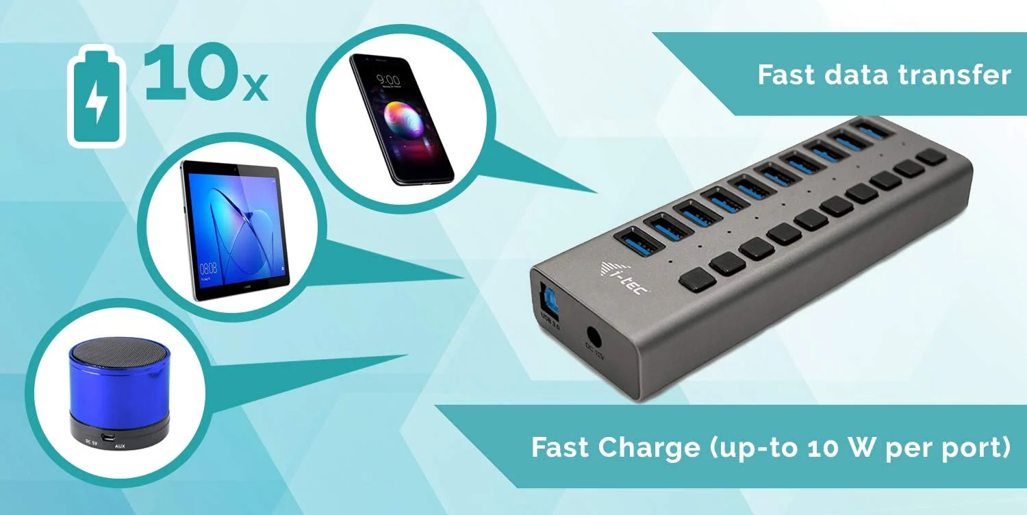 i-tec USB 3.0 HUB 10 PORT 48 W USB 3.0 HUB 10 PORT 48 W - Image 3
