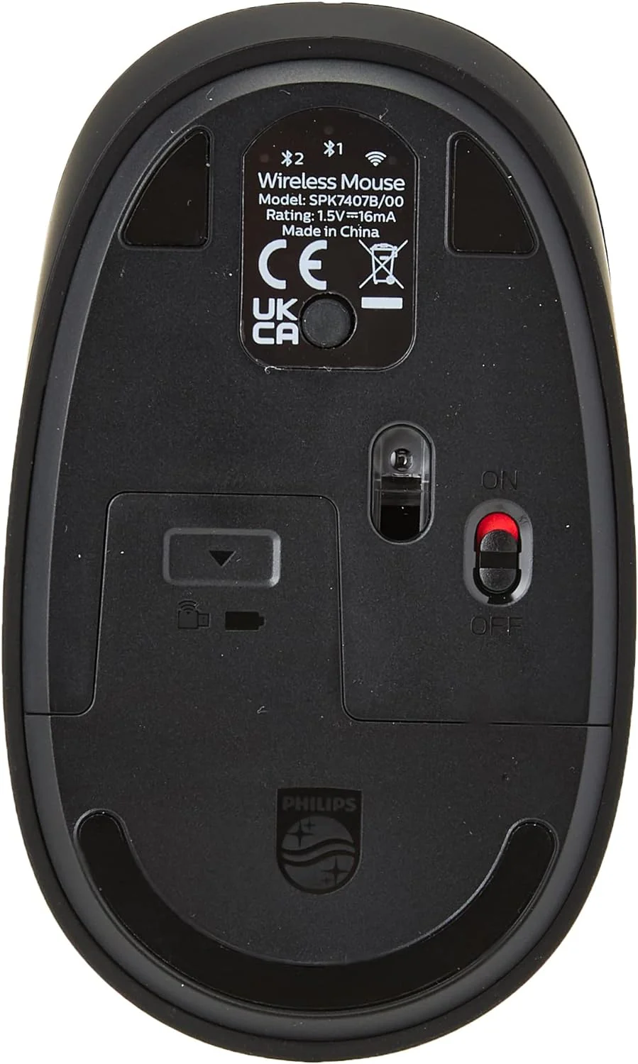 PHILIPS Wireless Mouse SPK7407B - Wireless Connection 2.4GHz + Bluetooth 3.0/5.0, 4 Buttons, 1600 PPP Optical Sensor, Ergonomic for Left and Right Handed - Image 2