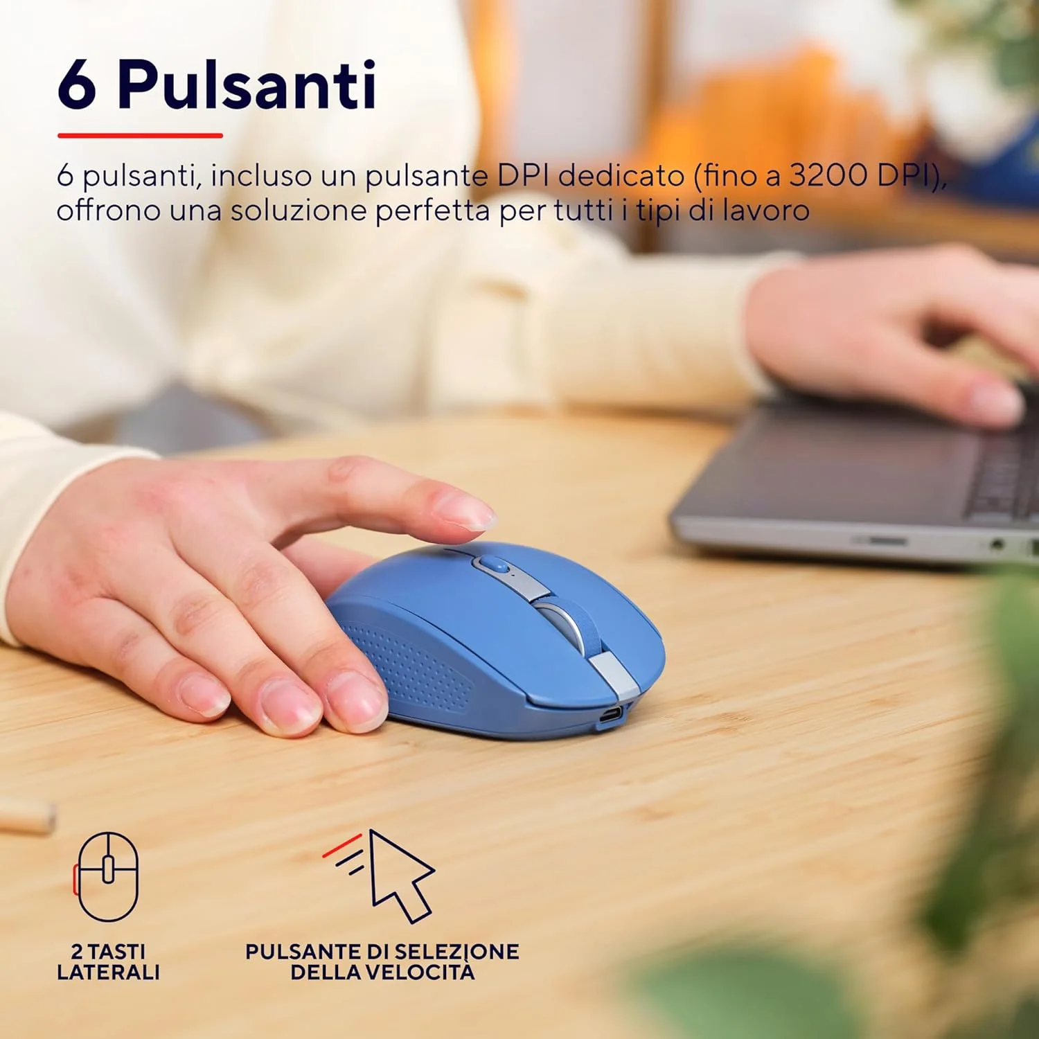 Trust Ozaa Silent Wireless Mouse Bluetooth + 2.4GHz, Compact Multidevice Mouse, 60% Recycled Plastics, Rechargeable Bluetooth Mouse for Laptop PC Computer Windows Android Mac - Image 3