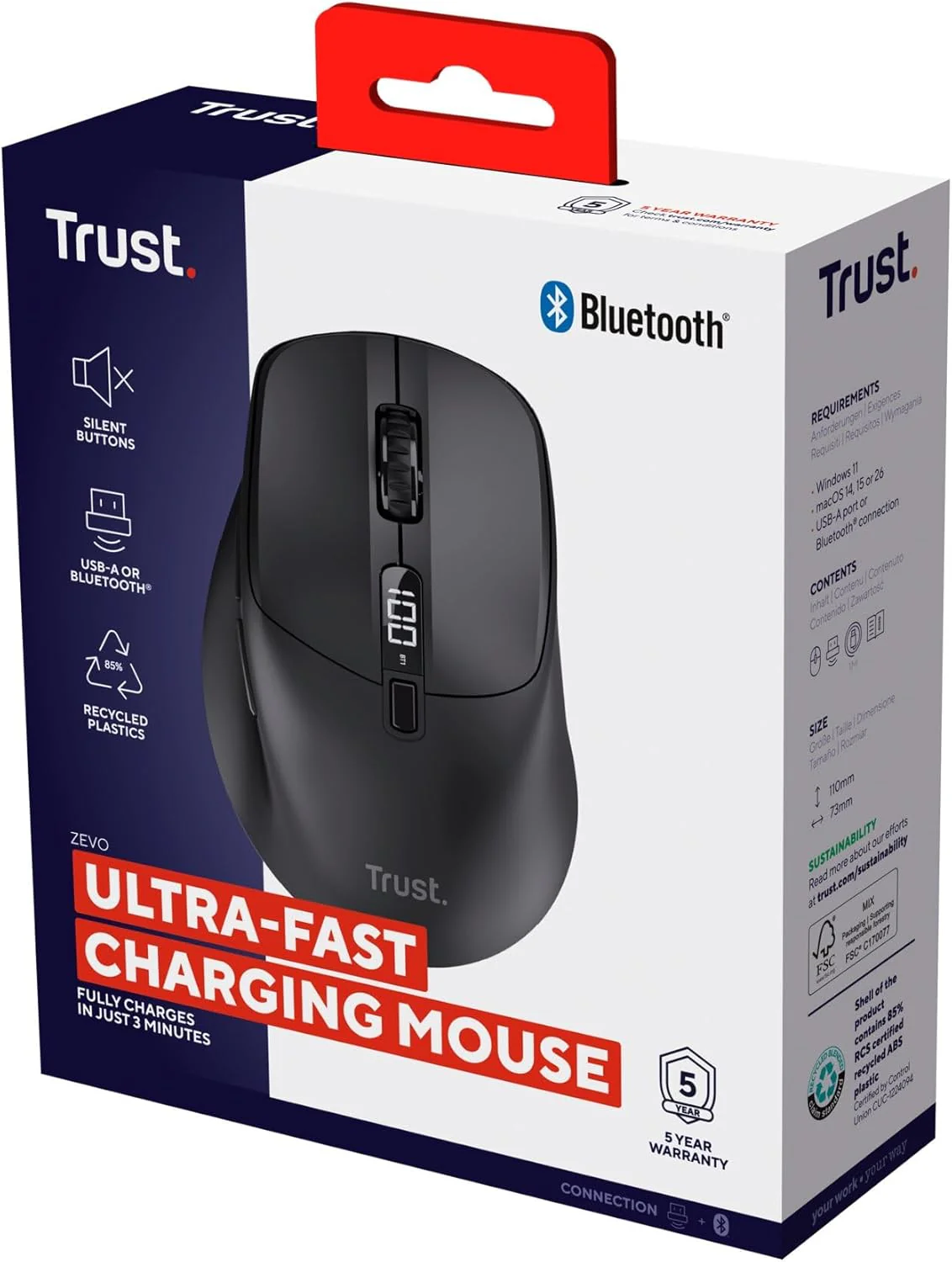 Zevo Fast Rech Multi-Wrls Mouse Blk - Image 2
