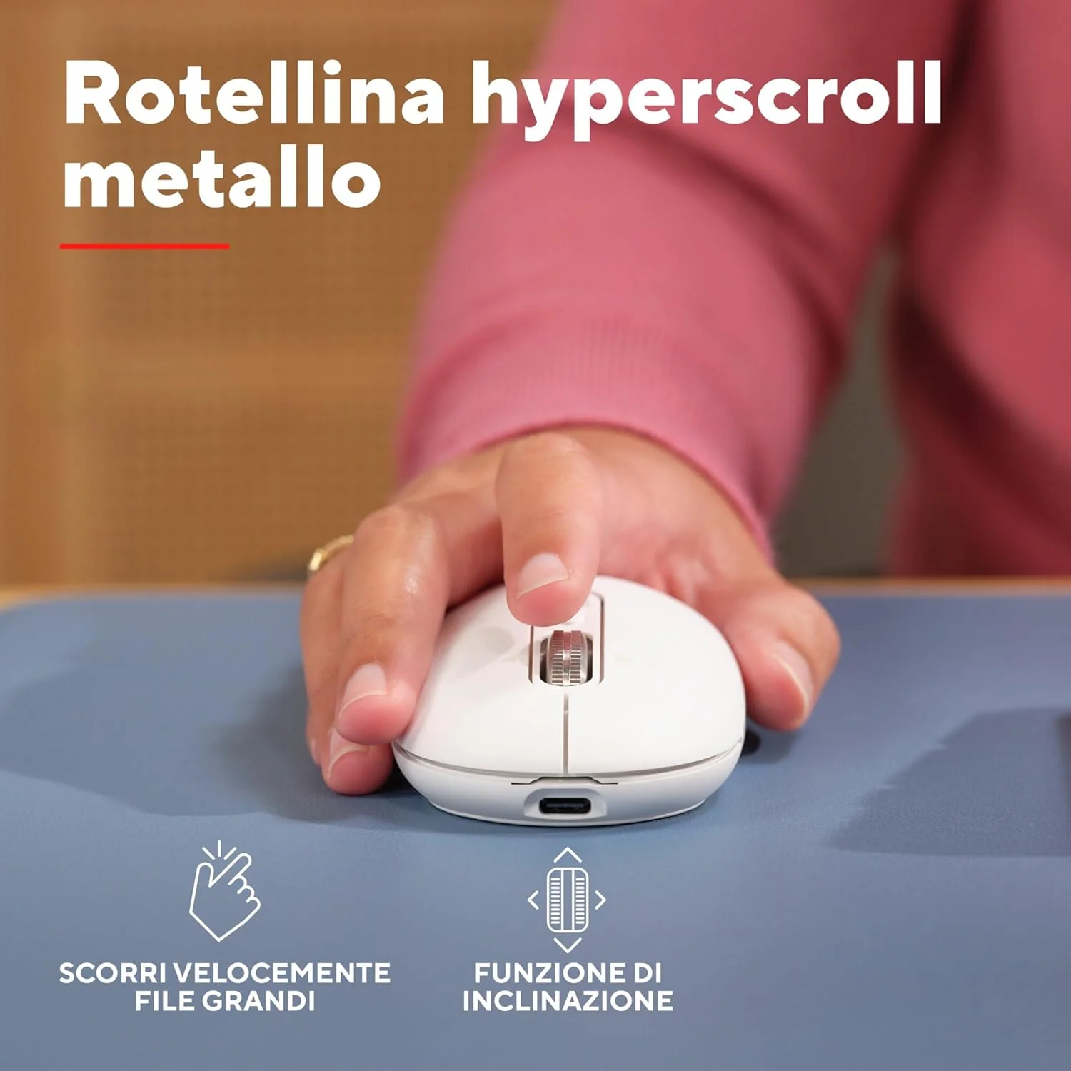 Trust Seron Mouse Wireless con Rotellina Ultra Rapida e Scorrimento Orizzontale, Bluetooth + 2.4GHz, 65% Plastica Riciclata, Pulsanti Silenziosi, Mouse Bluetooth Multi-Dispositivo per PC Mac, Bianco - Image 3
