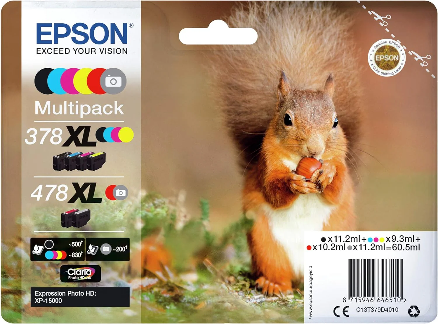 Epson C13T379D4010 X-Large Inkjet Cartridge, Black/Yellow/Magenta/Cyan (Pack of 6 - Image 2