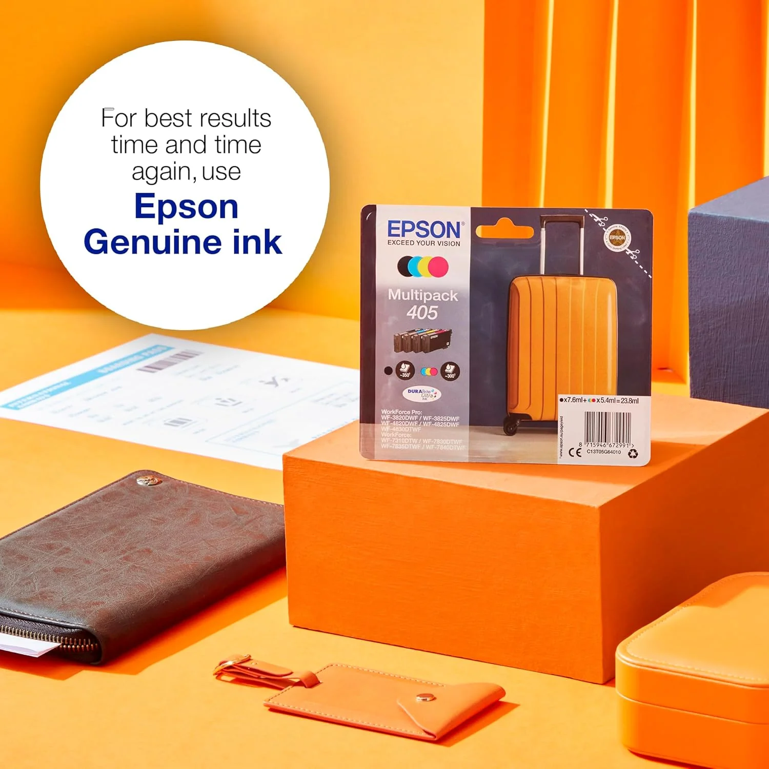 Epson 405 Suitcase Genuine Multipack, 4-colours Ink Cartridges, DURABrite Ultra Ink - Image 4