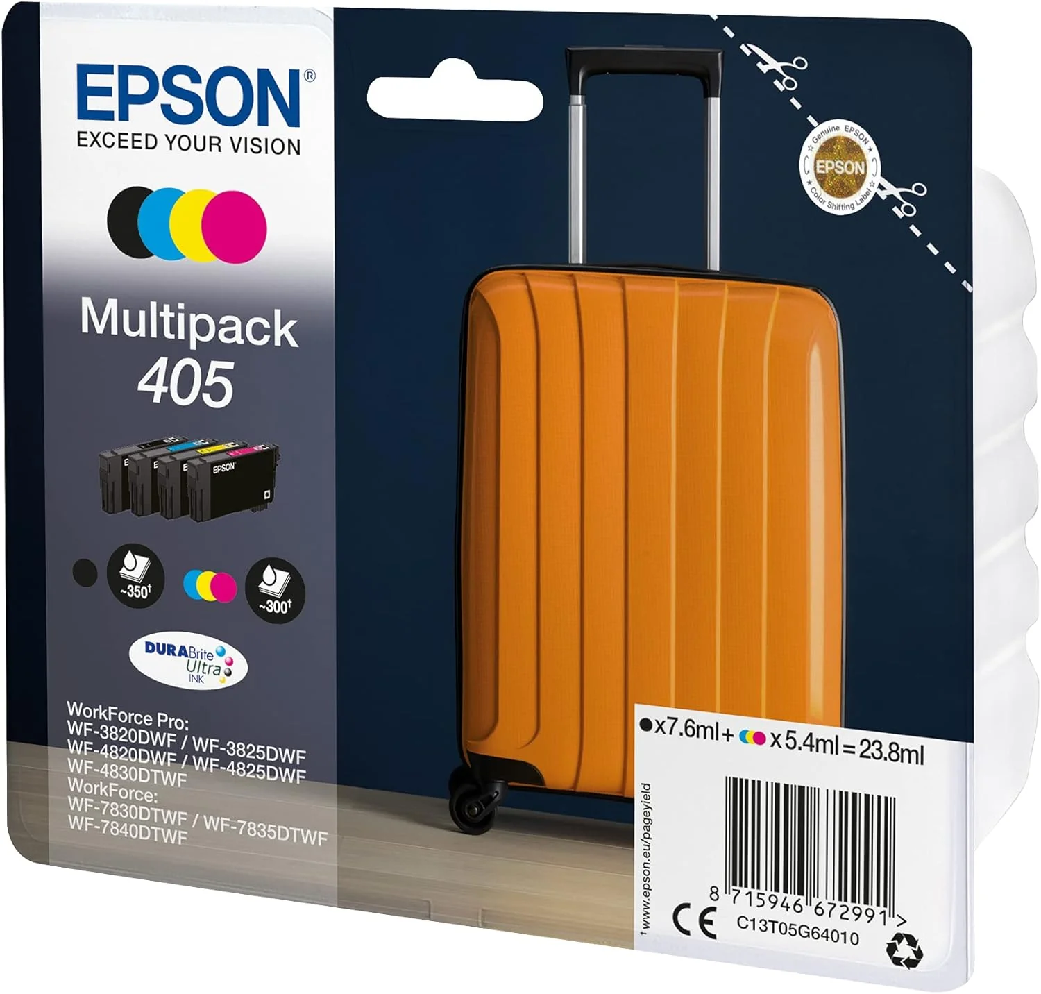 Epson 405 Suitcase Genuine Multipack, 4-colours Ink Cartridges, DURABrite Ultra Ink - Image 7