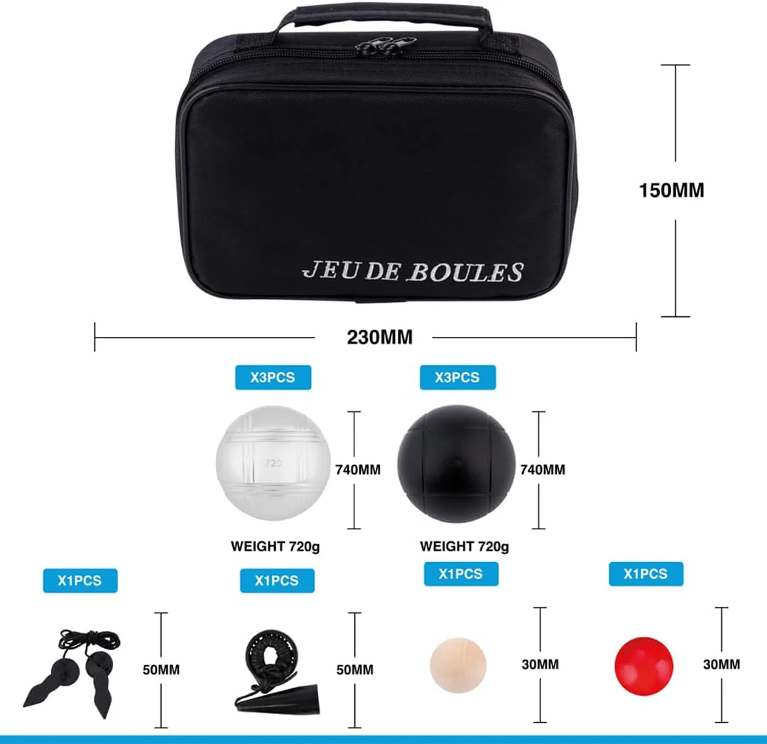 Engelhart - 010207 - bouleset, 6-delig, zwart/zilver - boules - spelletjes - tuinspellen, buitenspellen - Image 6