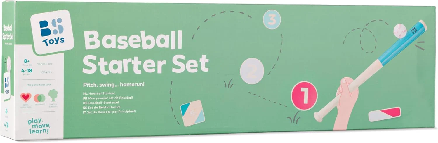 BS Toys Honkbalset van hout, stok, bal en 4 basissen, buitenspel 4-18 spelers, vanaf 8 jaar - Image 3