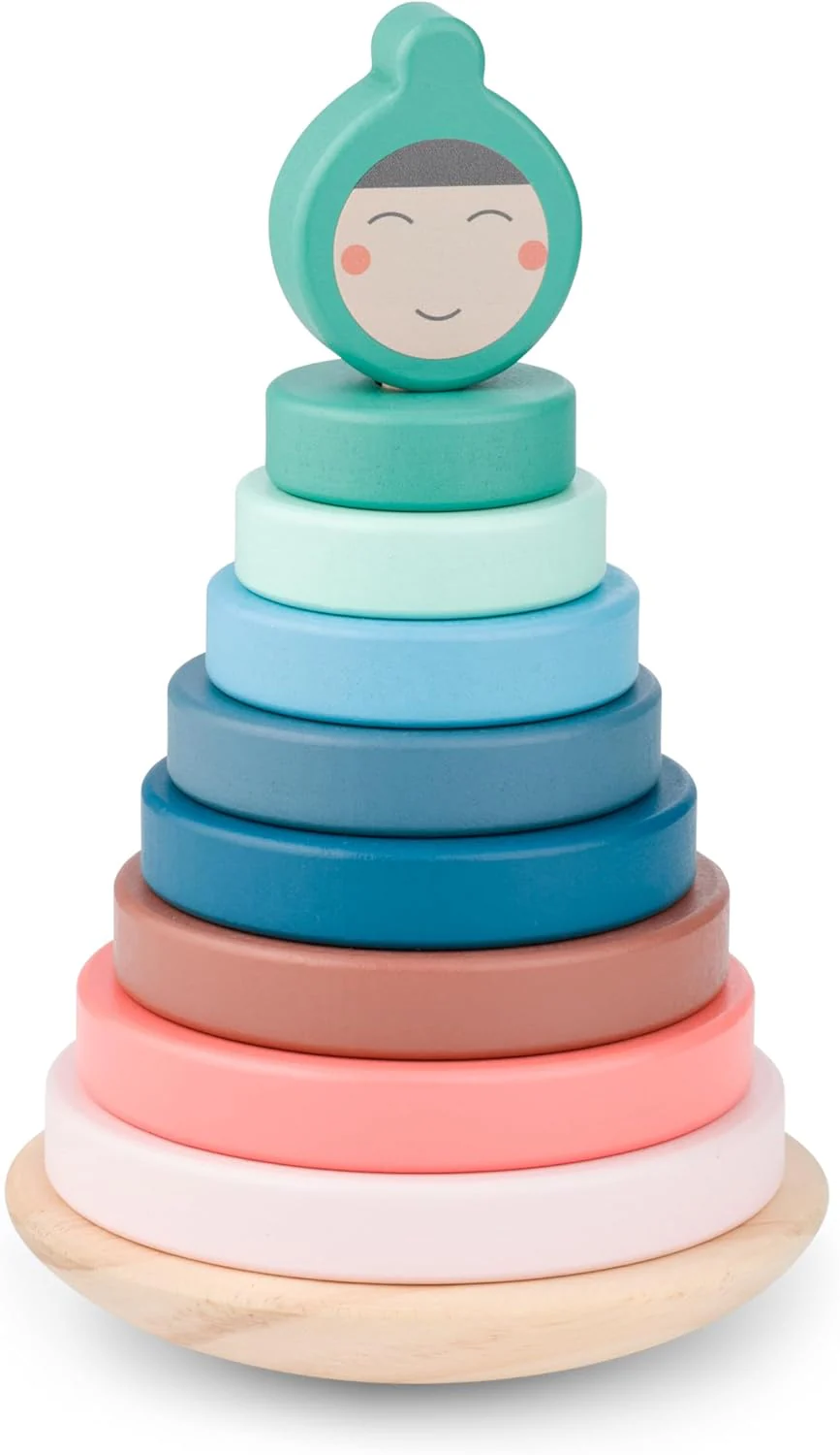 BS Toys Stapelringen van hout, 8 ringen, basis en hoofd, 1 speler, vanaf 18 maanden - Image 3