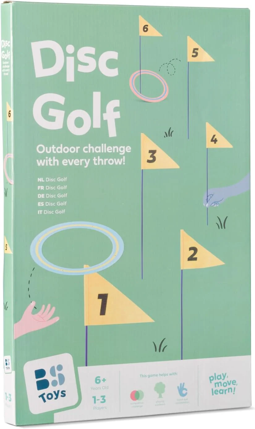 BS Toys – Outdoor Golf Disc Set – 6 vlaggen & 3 schijven Ø 25 cm – 1-3 spelers 6+ - Image 3