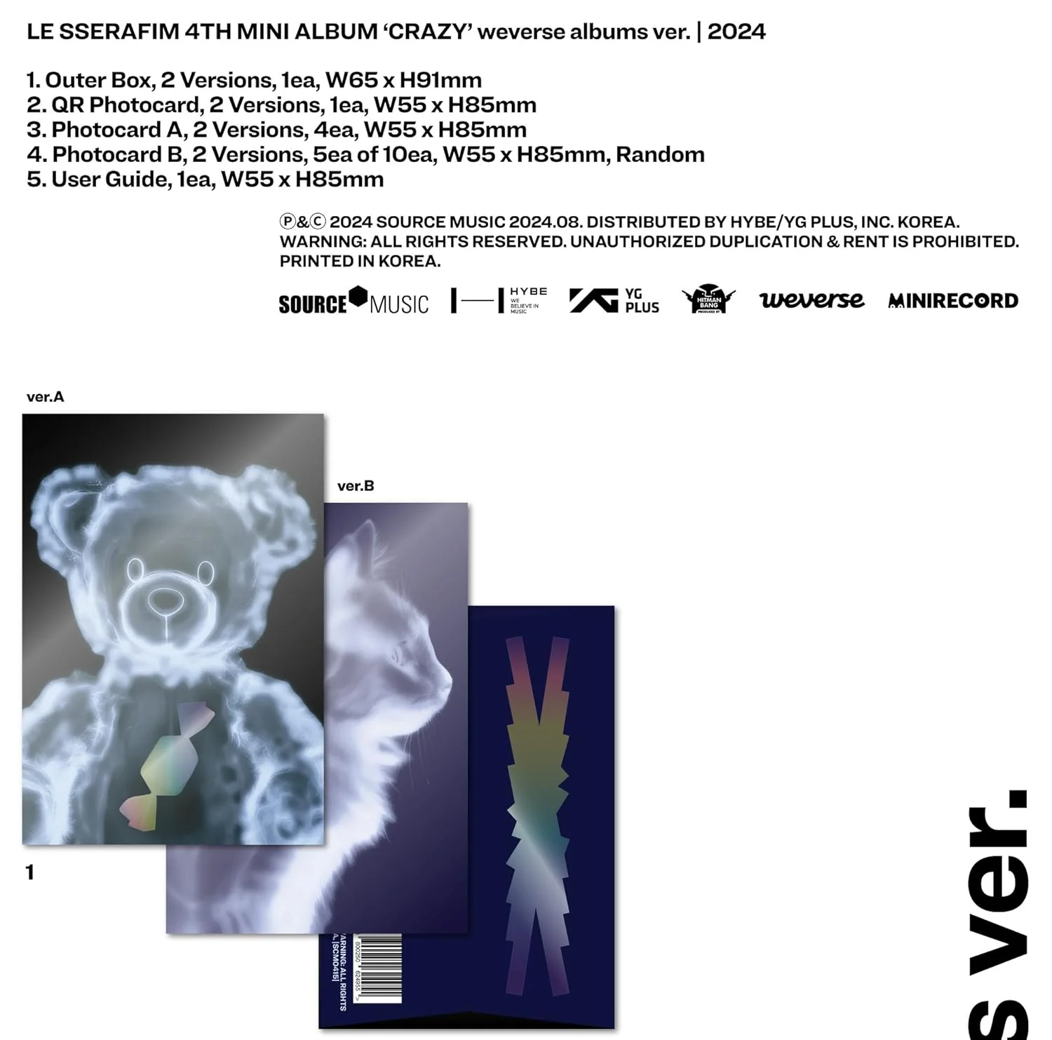 Le sserafim - 4th mini album [crazy] (weverse albums ver.) (Digital Only: DC) - Image 3