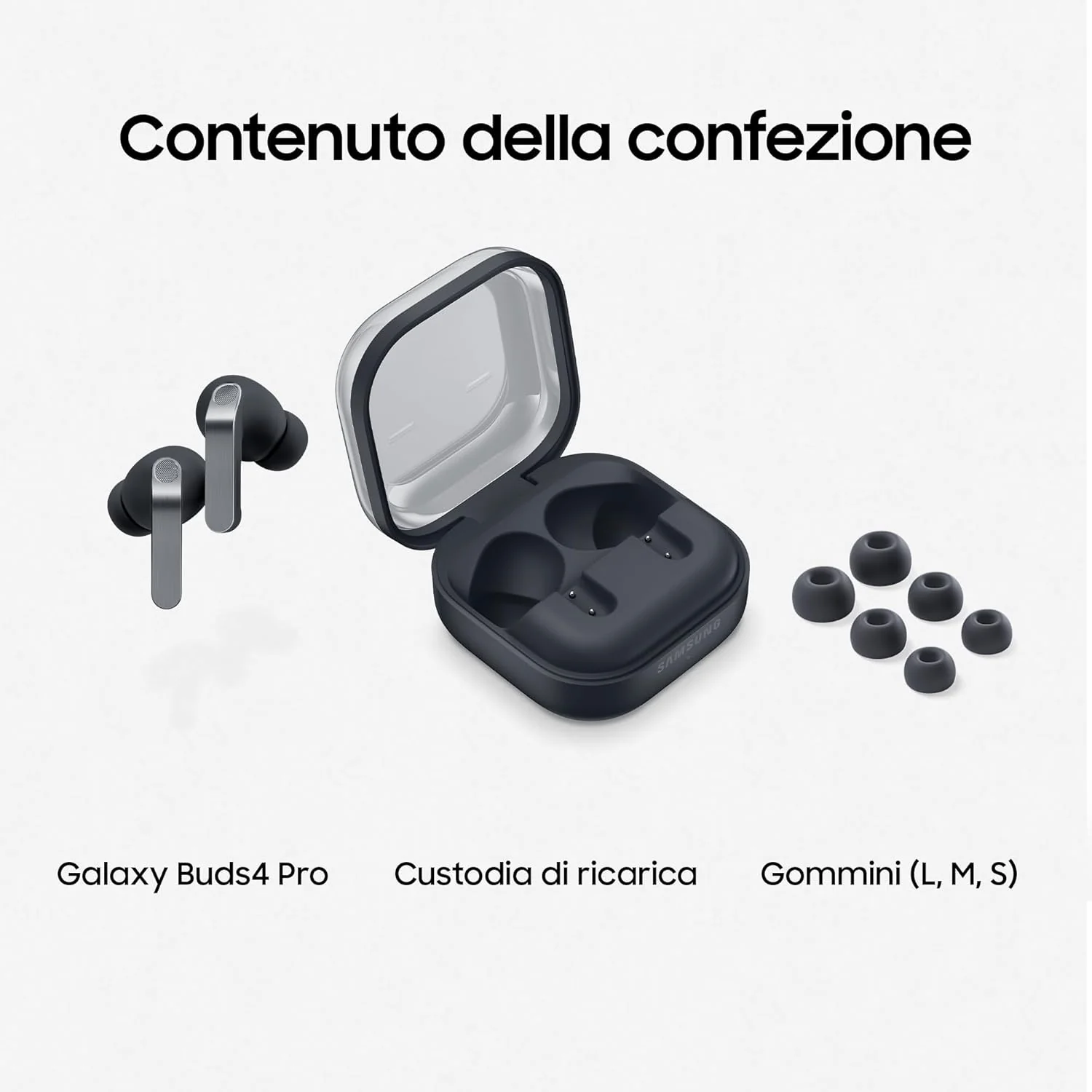 Samsung Galaxy Buds4 Pro Black, Altoparlante a 2 Vie, Doppio Amplificatore, Chiamate Cristalline, Audio 360°, ANC Migliorata, Controllo Adattivo Rumore, Galaxy AI con Comandi Vocali - Image 3