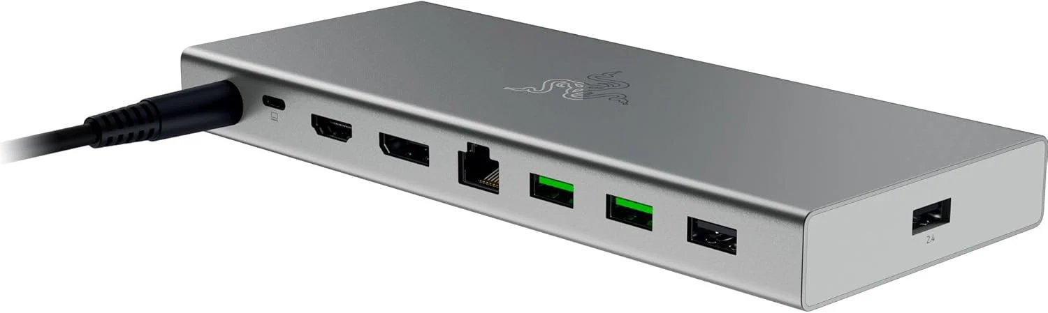 Razer USB 4 Dock - USB High-Speed-Dock - Supporto doppio display, ricarica dispositivi (3x USB-C, 5x USB-A, HDMI, DisplayPort, Gigabit Ethernet) Bianco - Image 2