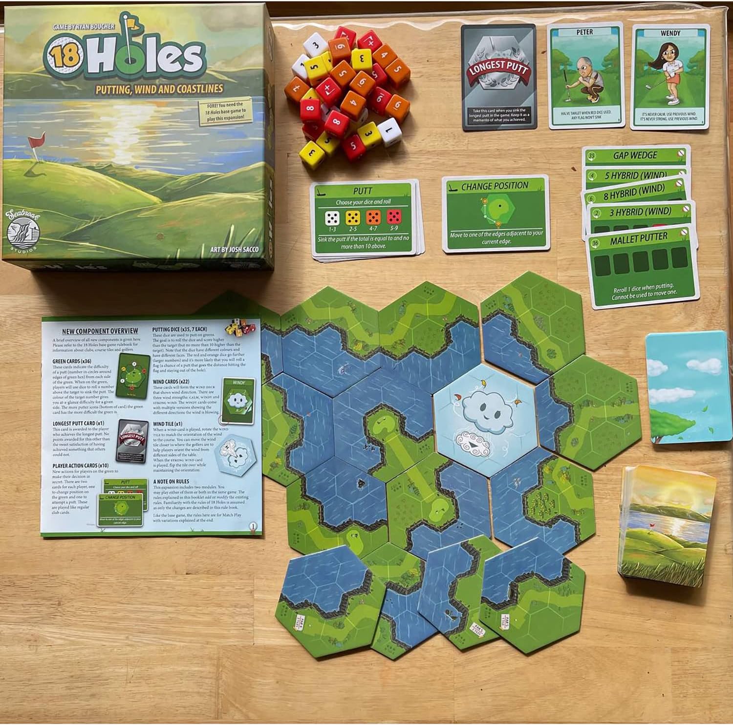 18 Holes: Putting, Wind & Coastlines Expansion - Golf Course Board Game, Seabrook Studios, for 1st & 2nd Editions - Image 3