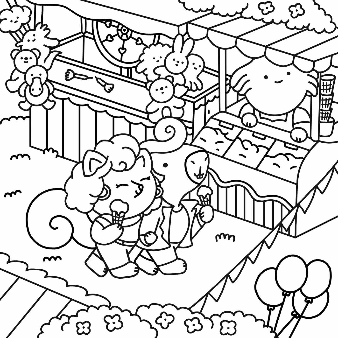 Summer Scenes: A Cozy Coloring Book: Movie Moments Starring Axolotls, Capybaras, and Other Comforting Critters - Image 4