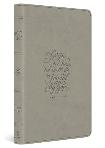 ESV Large Print Value Thinline Bible (TruTone, Stone, 1 Chronicles 28:9 Design